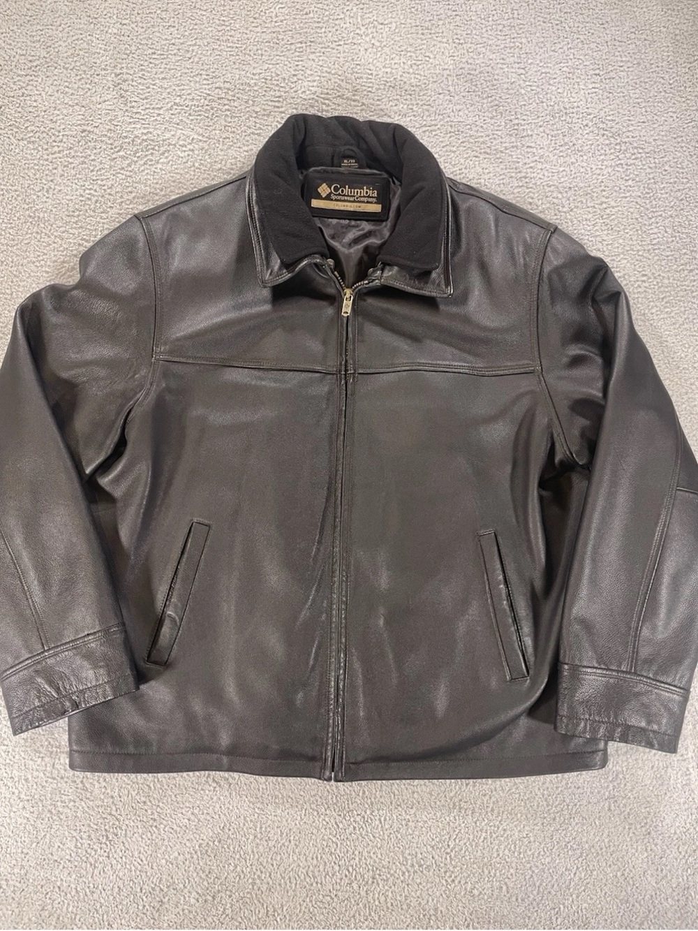 Vintage Columbia Leather Bomber Jacket 100% Leather Removable Fleece XL
